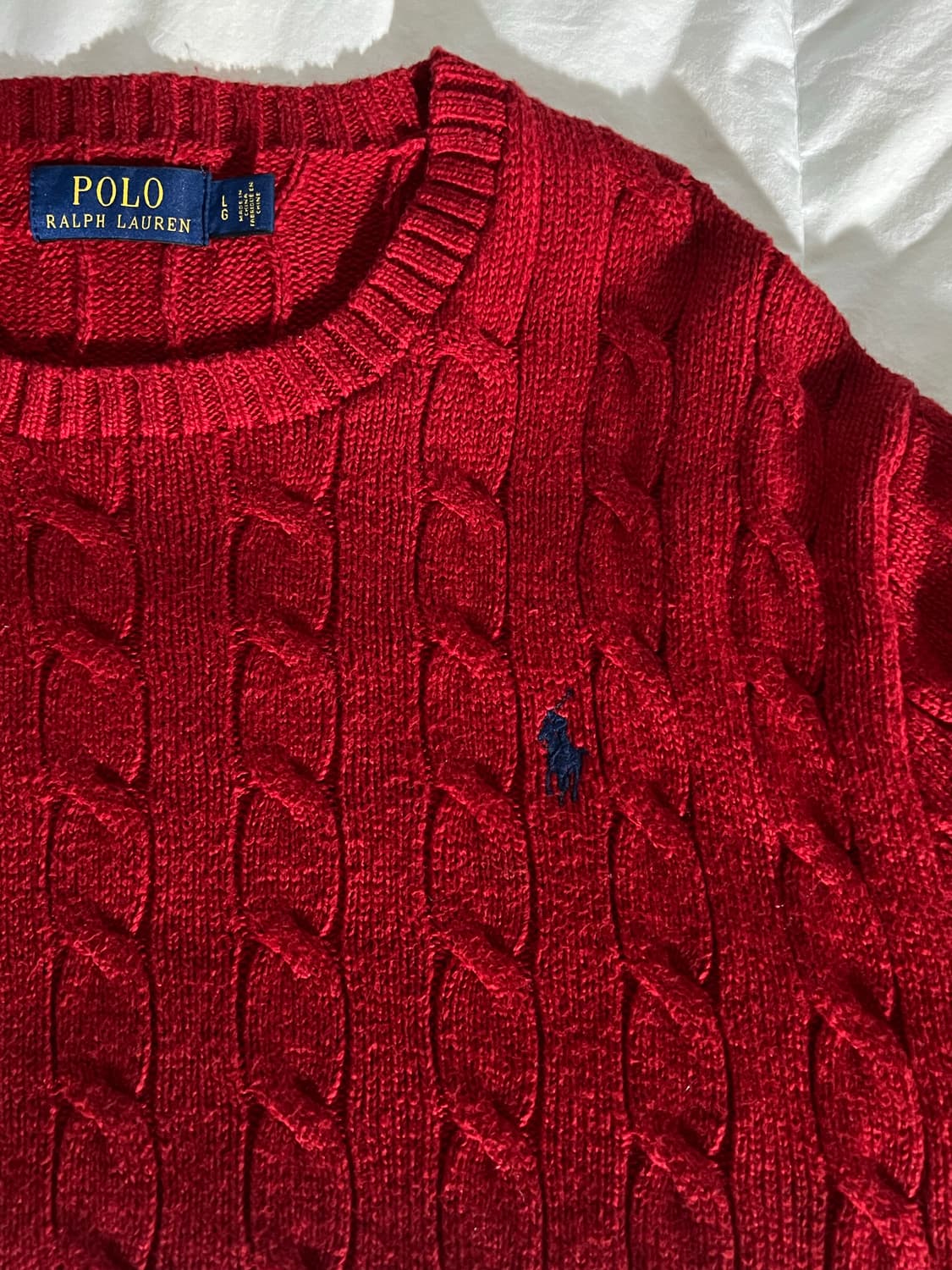 폴로랄프로렌 꽈배기니트 레드 사이즈L 상품이미지3