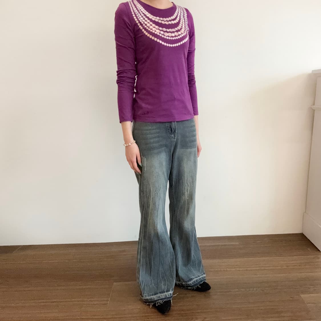 Vintage Wash High-Waist Flare Jeans 상품이미지2