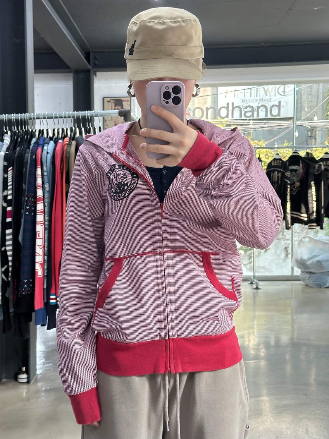 히스테릭글래머 히스걸 빅로고 스트라이프 후드집업 상품이미지2