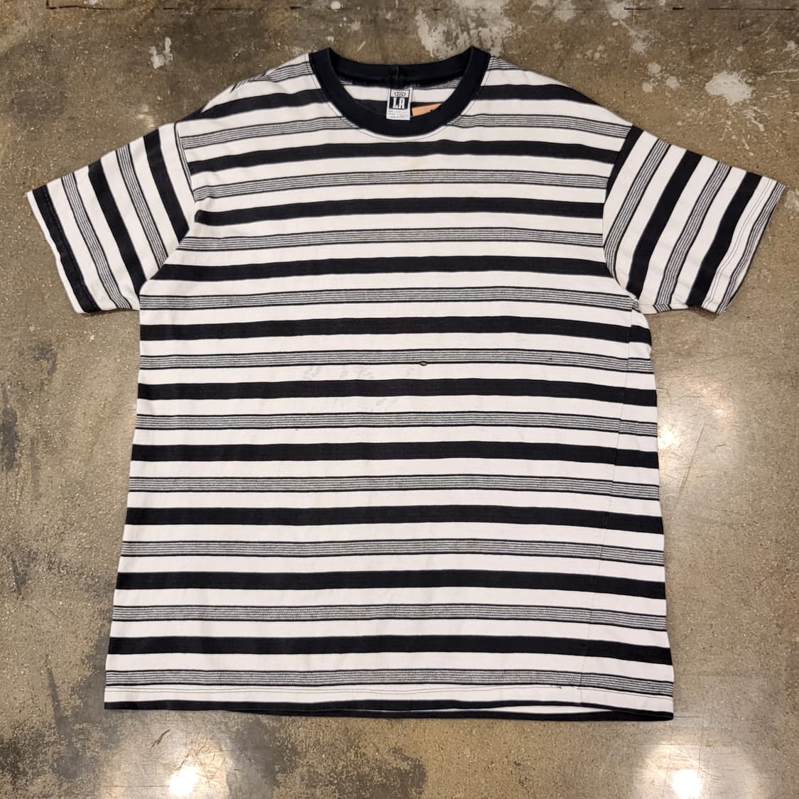 90s Made in USA 빈티지 스트라이프 단가라 링거티 링거반팔티 상품이미지1