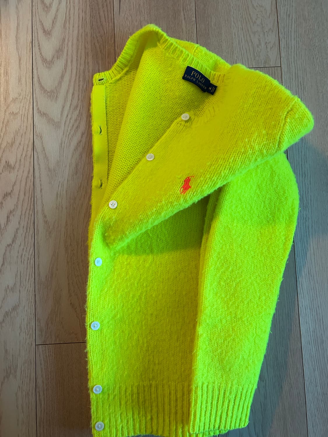 폴로 랄프로렌 네온 그린 옐로우 퍼지 가디건 상품이미지2