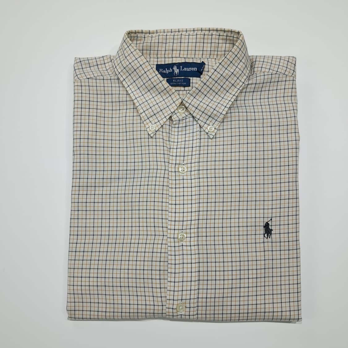 CL943 XL 폴로 90s 홍콩판 네이비브라운 마이크로체크 셔츠 상품이미지8