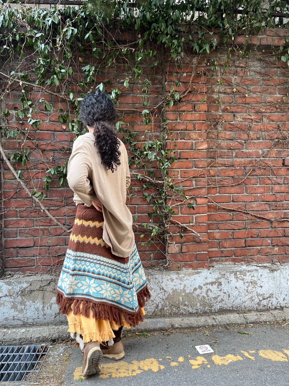 겨울 히피무드 울 니트 케이프 상품이미지4