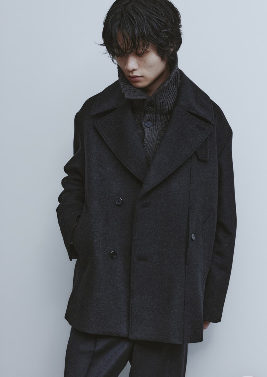 Pea coat charcoal grey  (m) 상품이미지1