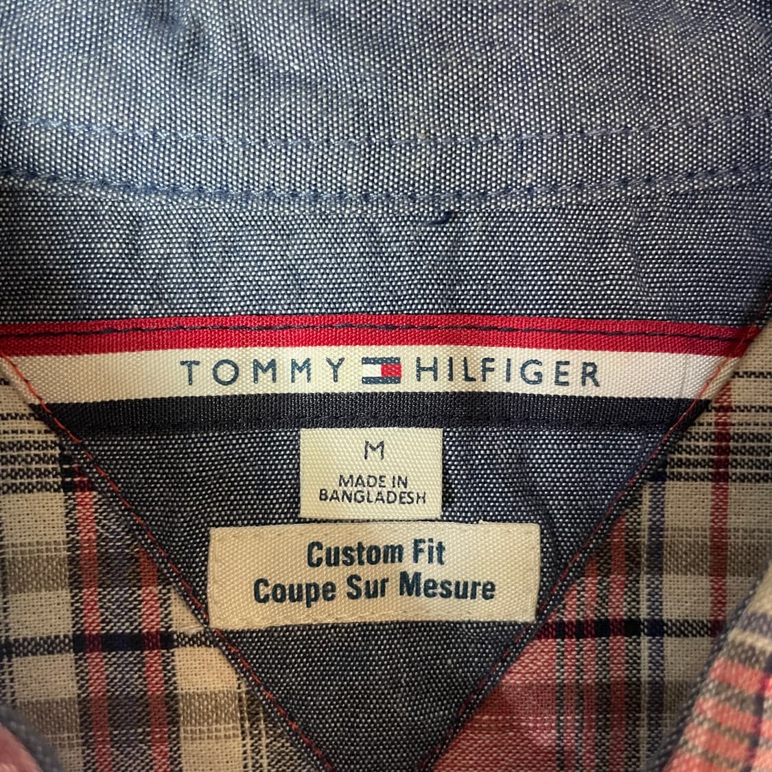 타미힐피거 레드 네이비 체크 커스텀 핏 셔츠 M 상품이미지4