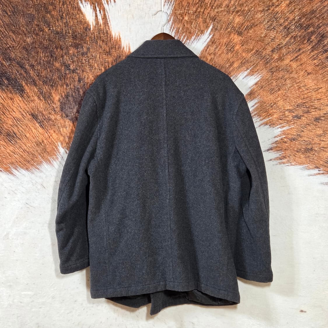 일본 빈티지 더블 버튼 차콜 누빔 미디 코트 상품이미지5