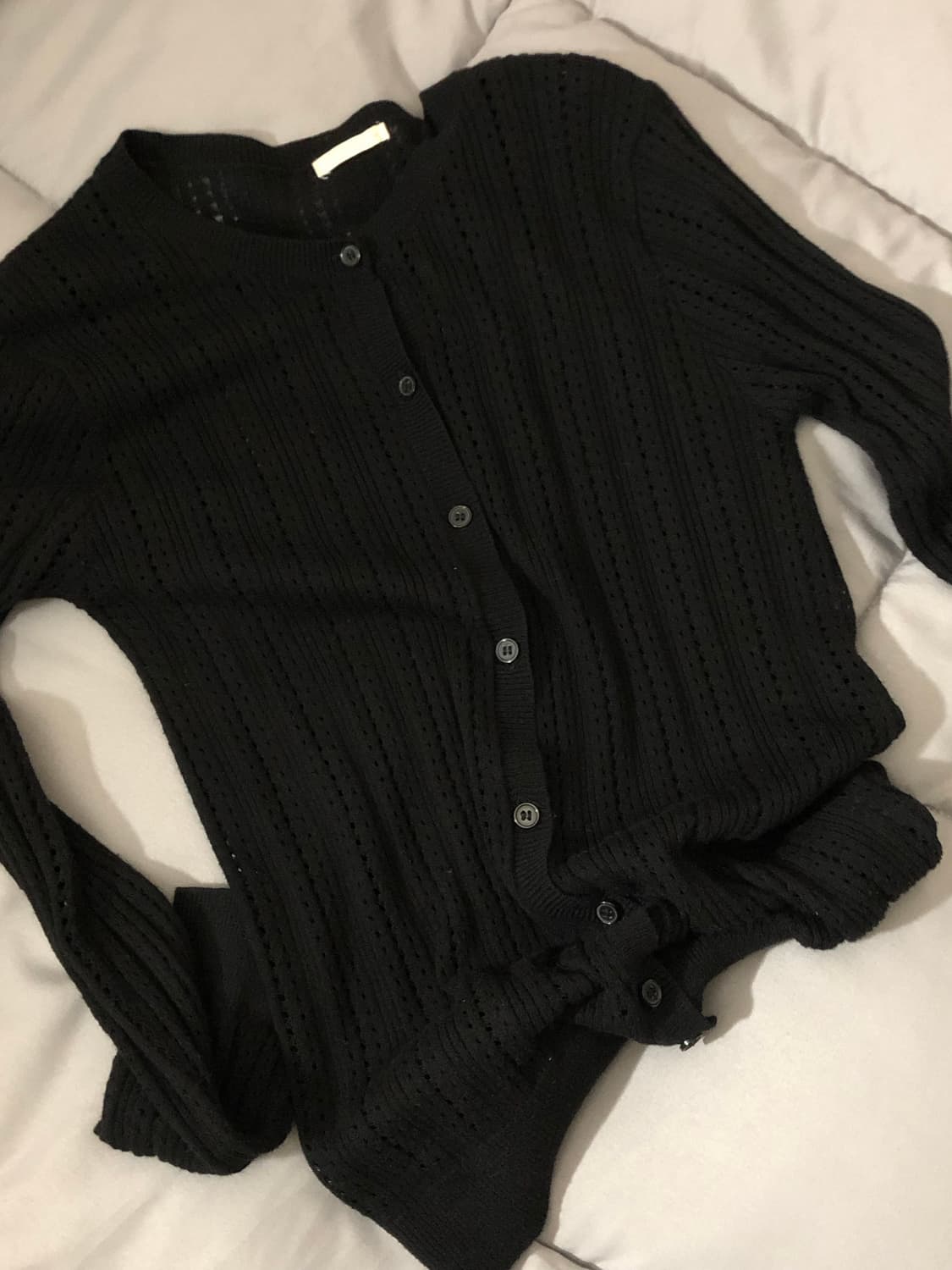 펀칭 가디건 블랙 상품이미지1