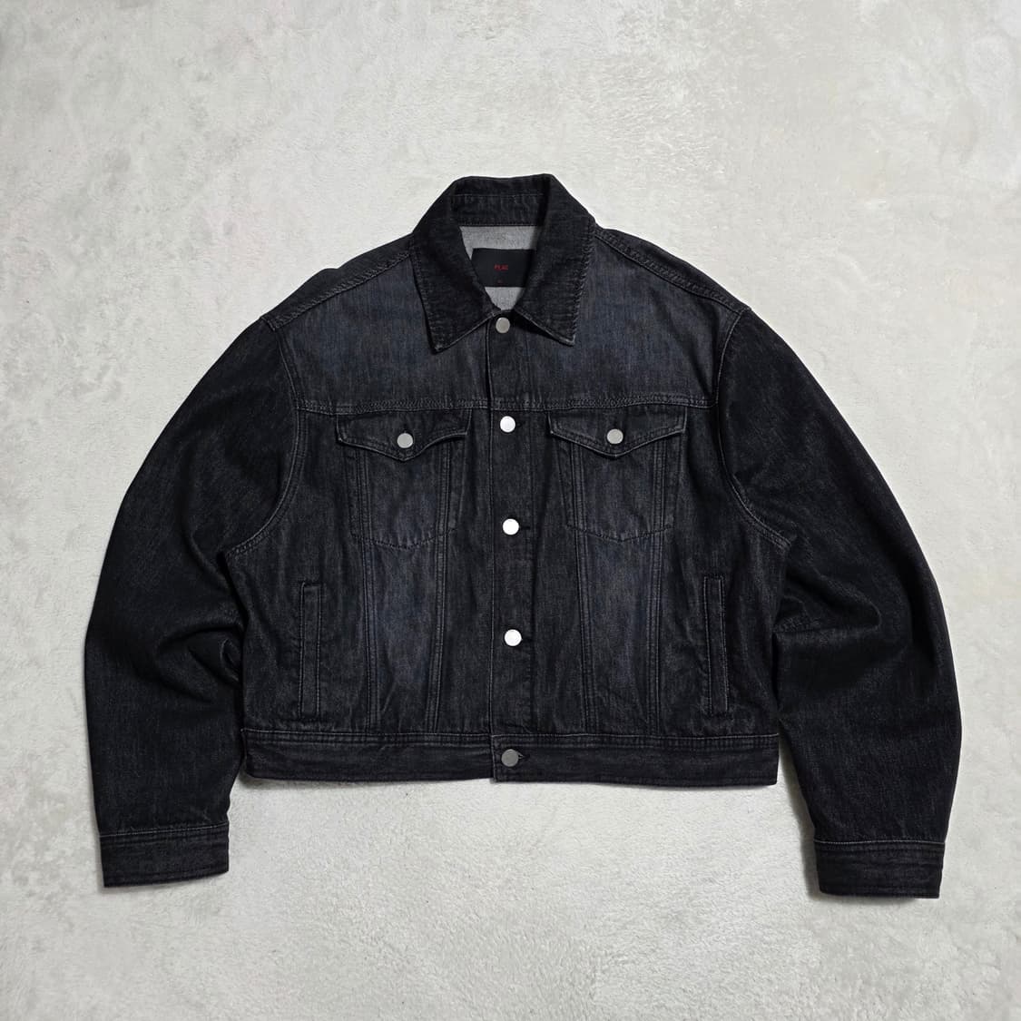 (XL)플랙 블랙 워시드 데님 자켓 상품이미지1
