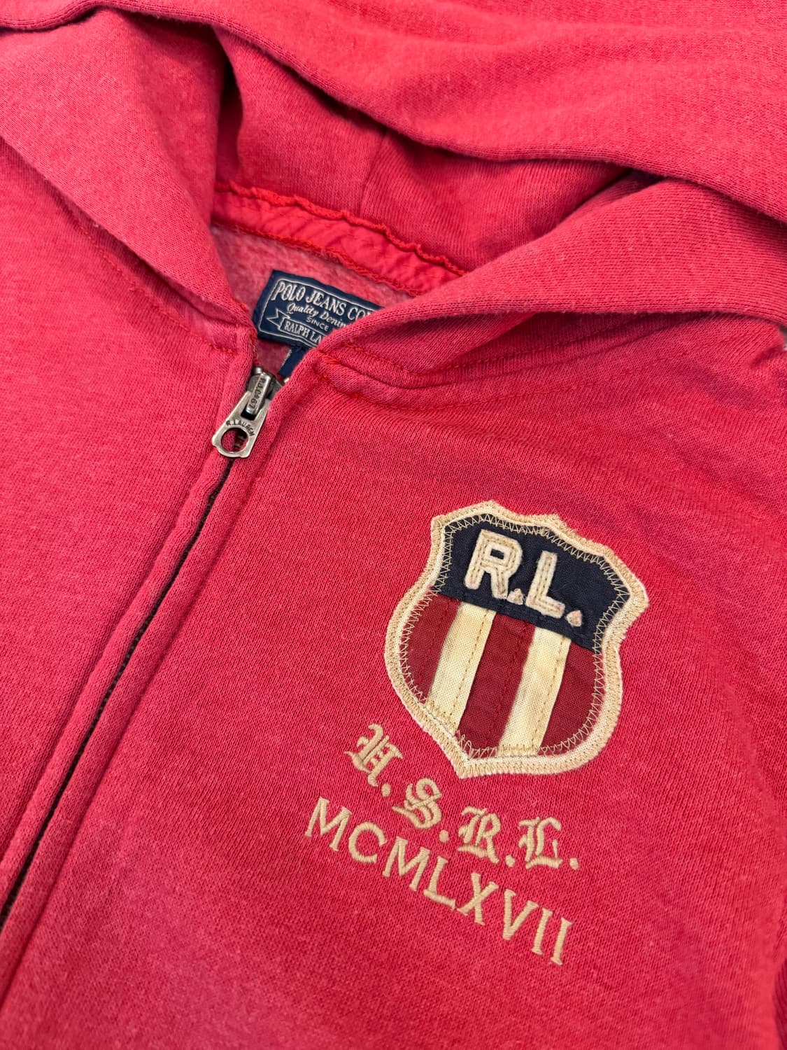 폴로 랄프로렌 폴로진스 성조기 패치 후드집업 코랄 상품이미지3