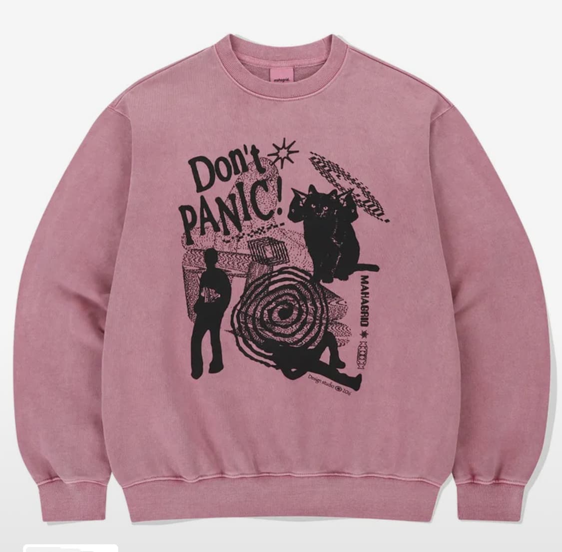 마하그리드 피그먼트 don’t panic 맨투맨 핑크 상품이미지1
