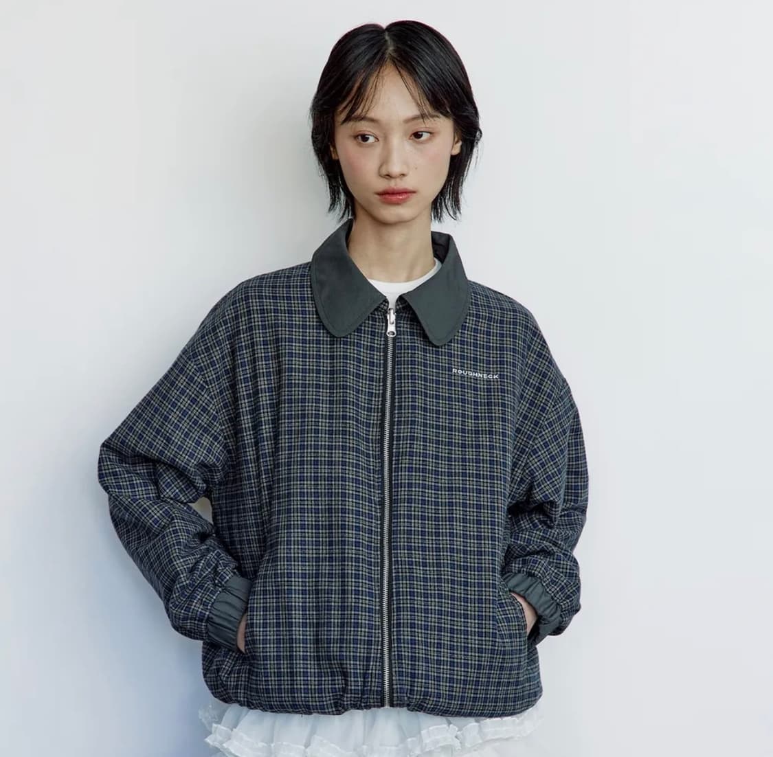 러프넥 체크 리버시블 자켓 상품이미지2