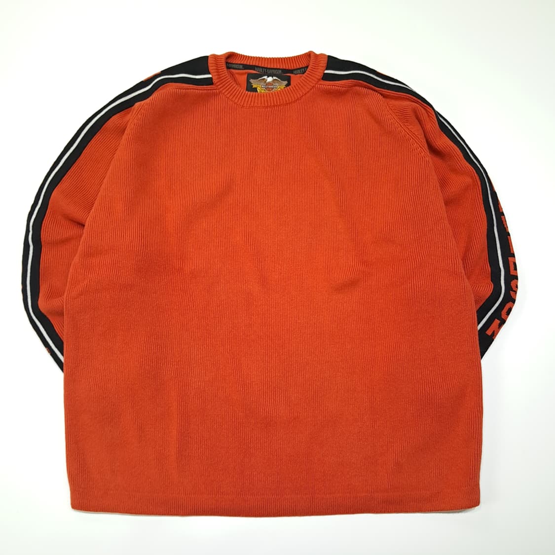 CL049 할리데이비슨 코튼 슬리브스펠아웃 오렌지 니트 스웨터 상품이미지1