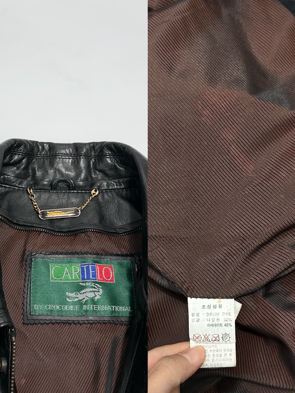 CARTELO by 크로커다일 drum dye 가죽 블루종 레더 자켓 상품이미지10