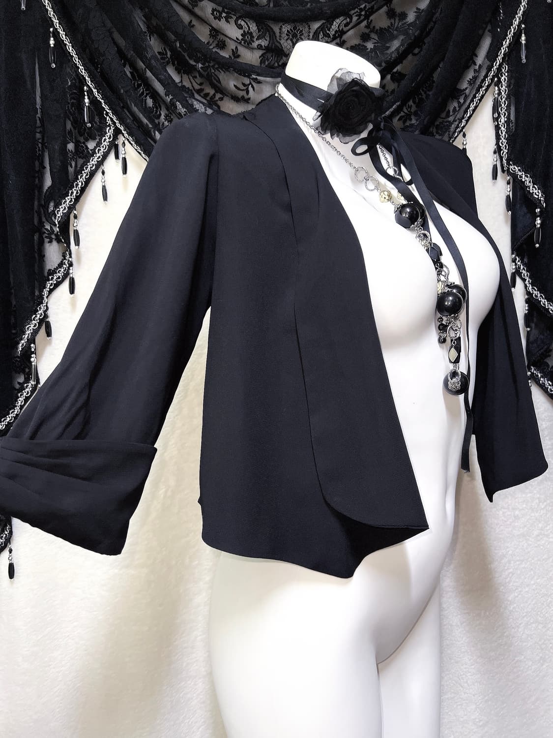 로맨틱고딕 고스 엔틱 블랙 레이스 볼레로 가디건 쉬폰자켓 핀터 페어리 상품이미지4
