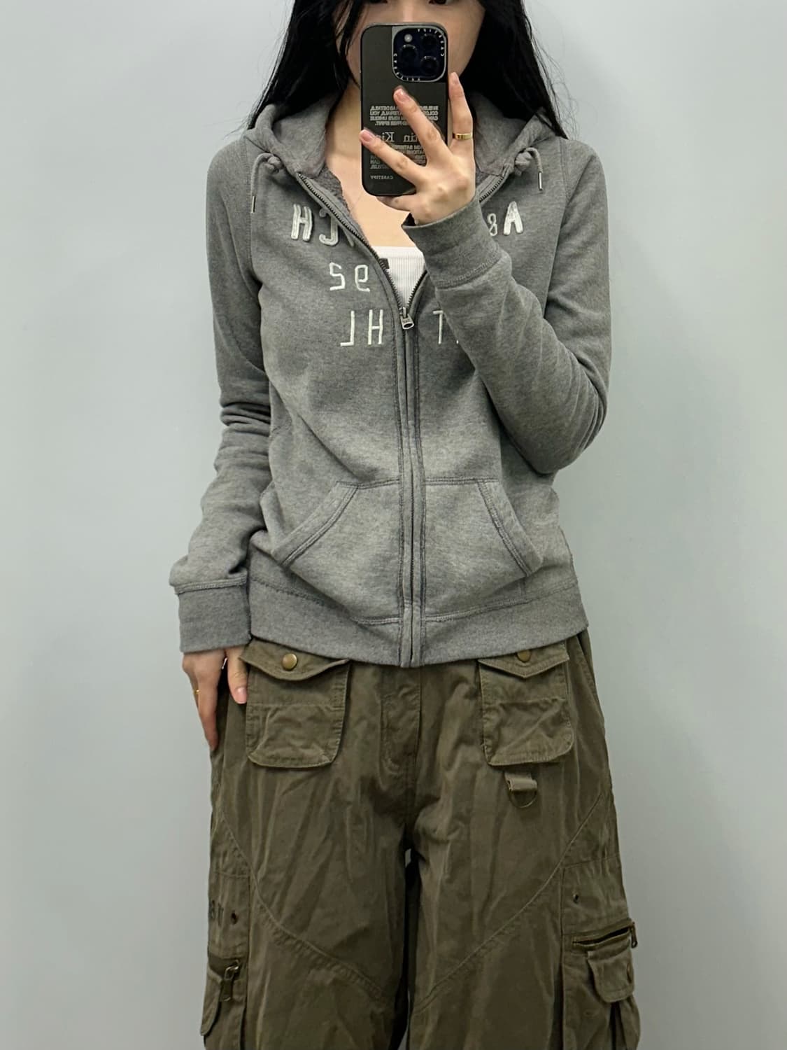 아베크롬비 y2k 와투케 그레이 후드집업 상품이미지1