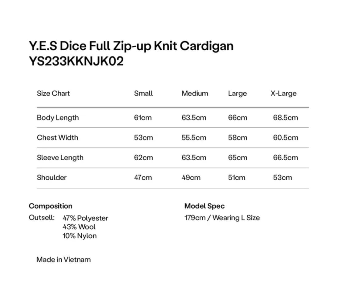 예스아이씨 다이스 니트 집업 L 상품이미지6