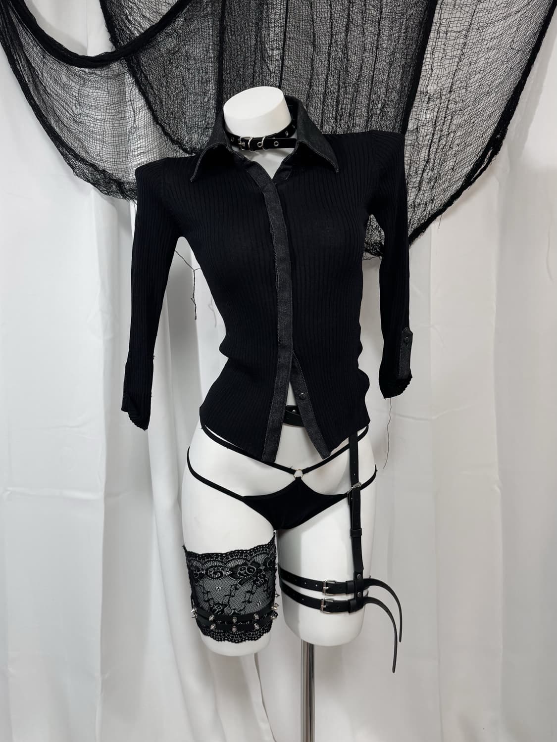 black knit shirts 상품이미지2