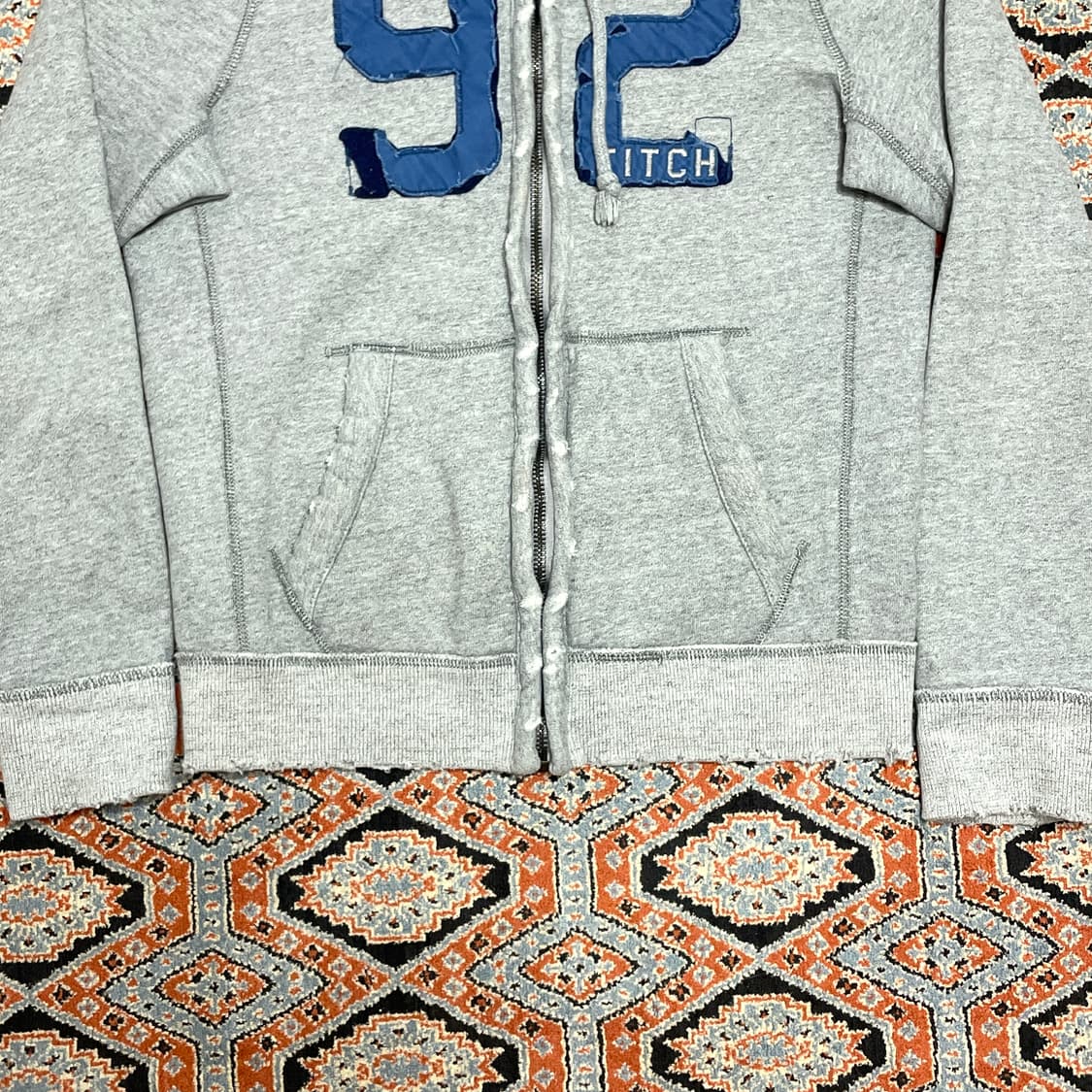 아베크롬비 92로고 그레이 기모 후드집업 남성L 상품이미지3