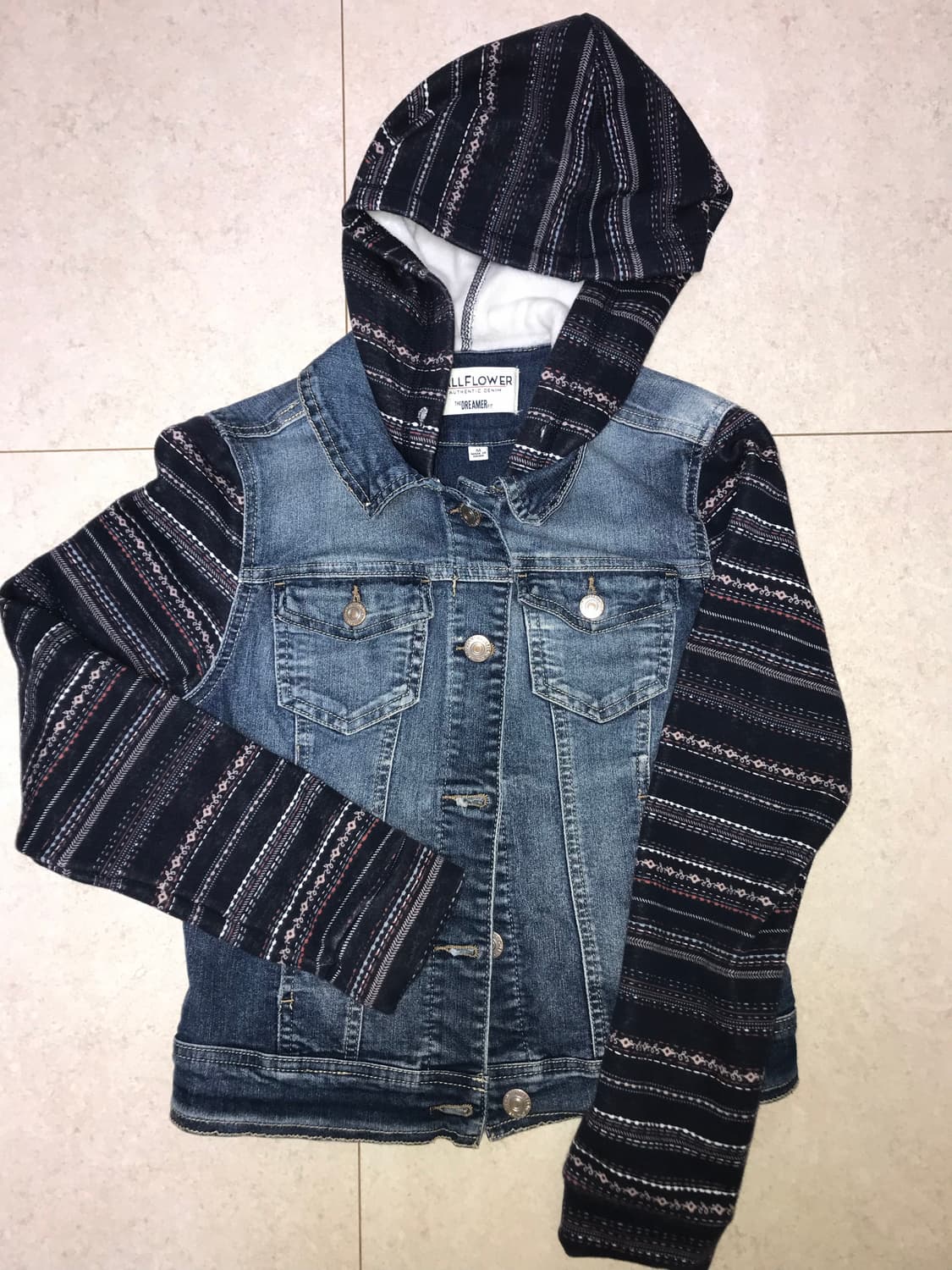 빈티지 히피 세미크롭 후드 청자켓 데님자켓 상품이미지2