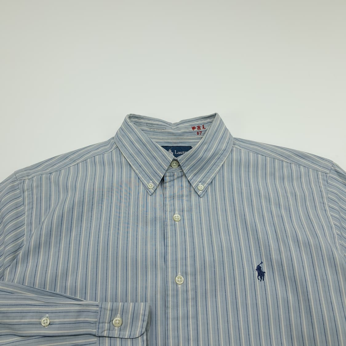 CN821 L 폴로 랄프로렌 베이비블루 올드스쿨 스트라이프 셔츠 남방 상품이미지3