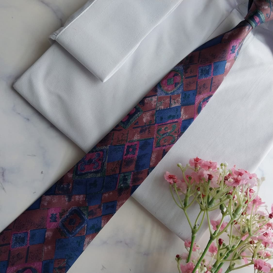 발망 실크 블루 퍼플 아트 패턴 넥타이 9.4cm A+등급 K2517
 상품이미지6