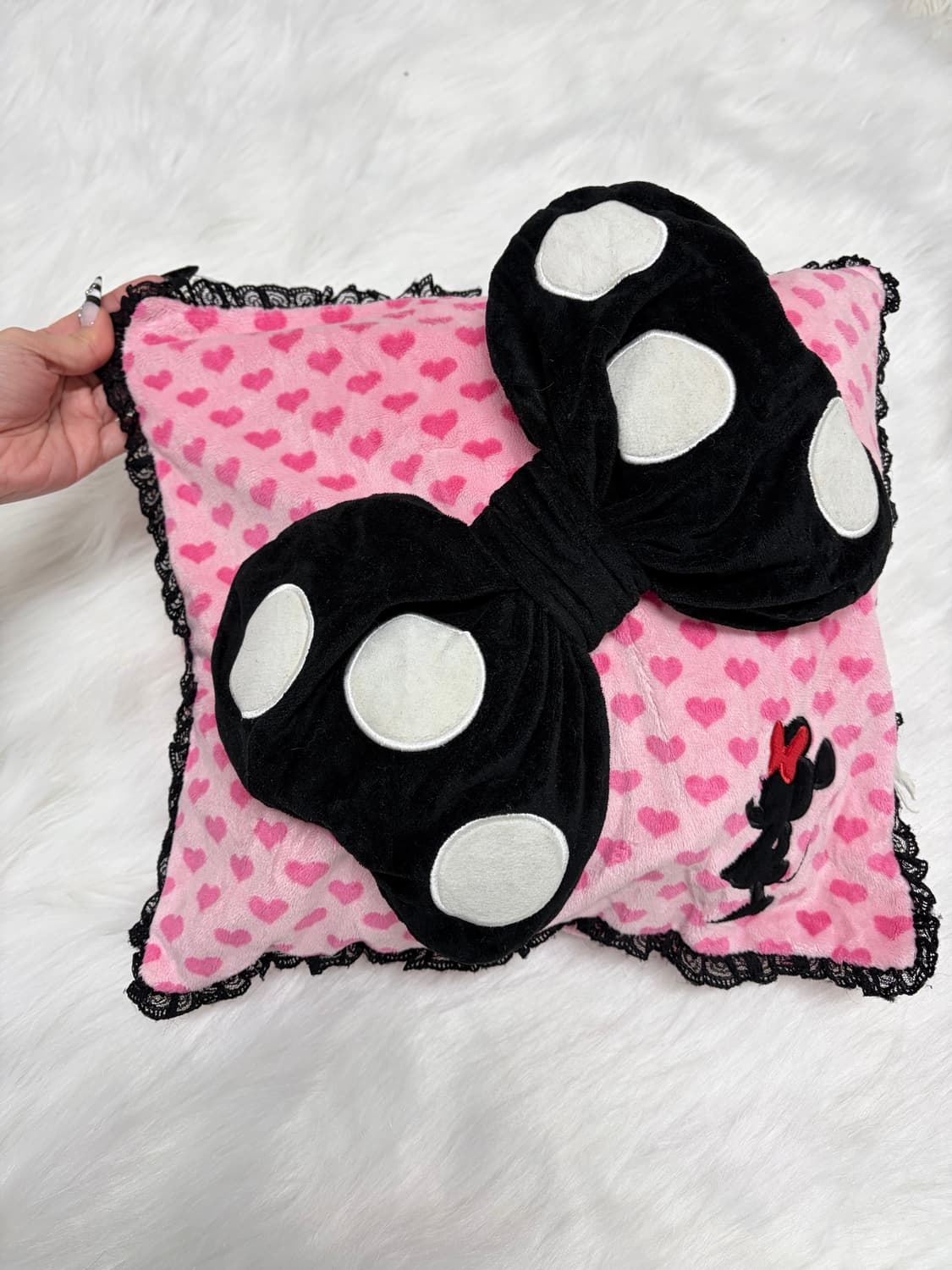 갸루 땡땡이 왕리본 쿠션 키치갸루 디즈니  상품이미지1