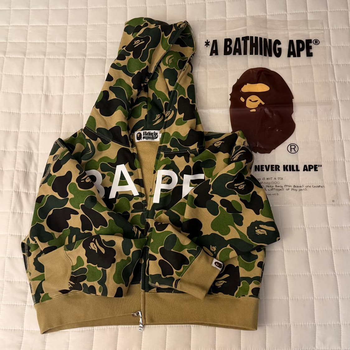 Bafe 베이프 ABC 카모 풀 집 크롭 후드 집업 그린 (M) 상품이미지2