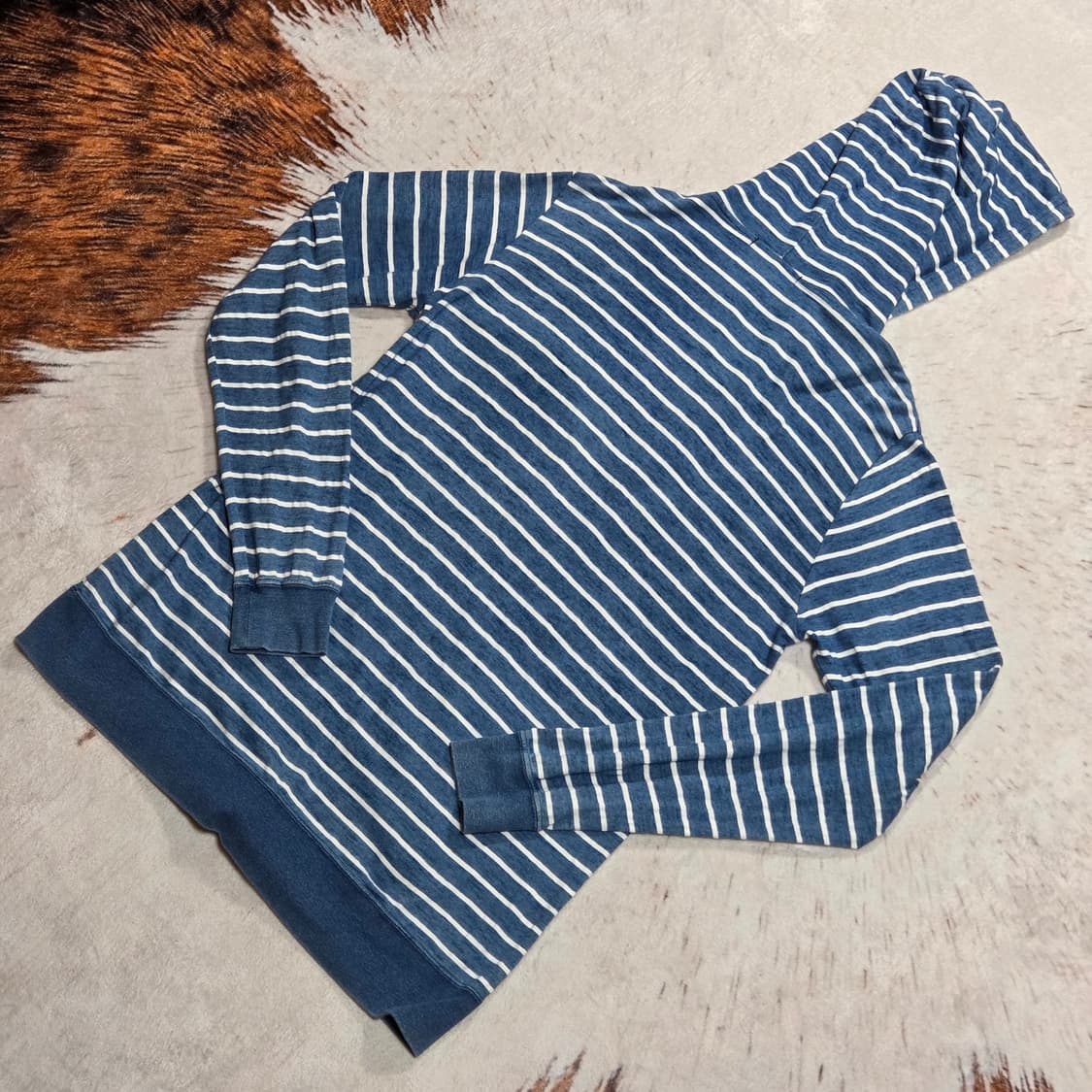 일본 빈티지 블루 단가라 투웨이 후드집업 상품이미지4