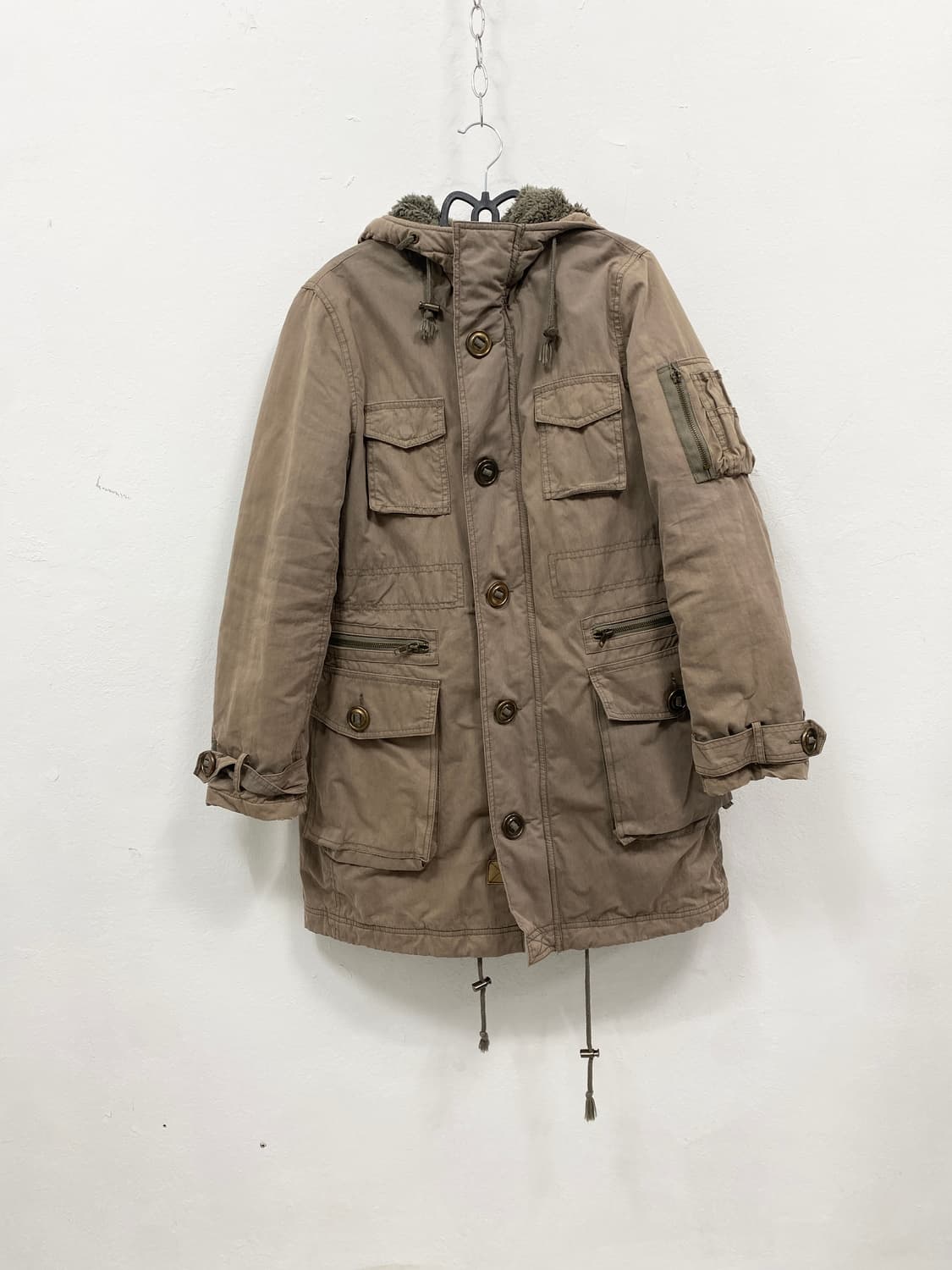 [LA SCENE] y2k 베이지 야상 후드 자켓 상품이미지5