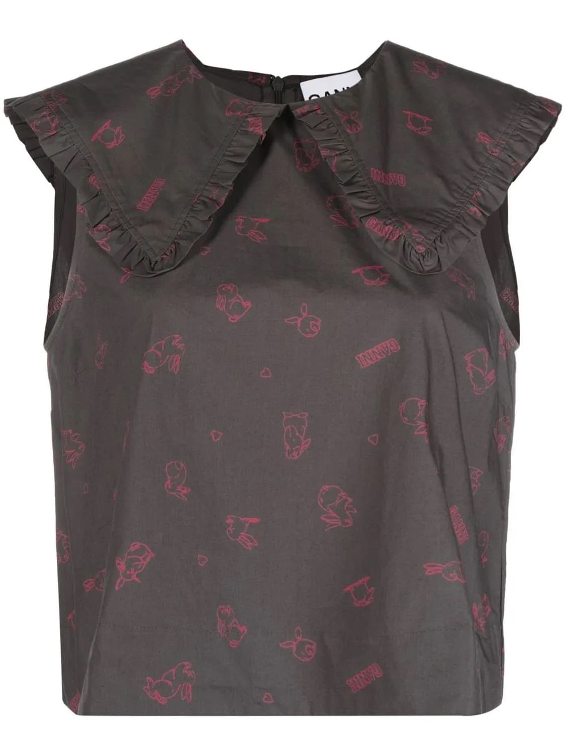 GANNI Gyre Bunny Print Sleeveless Blouse 상품이미지1
