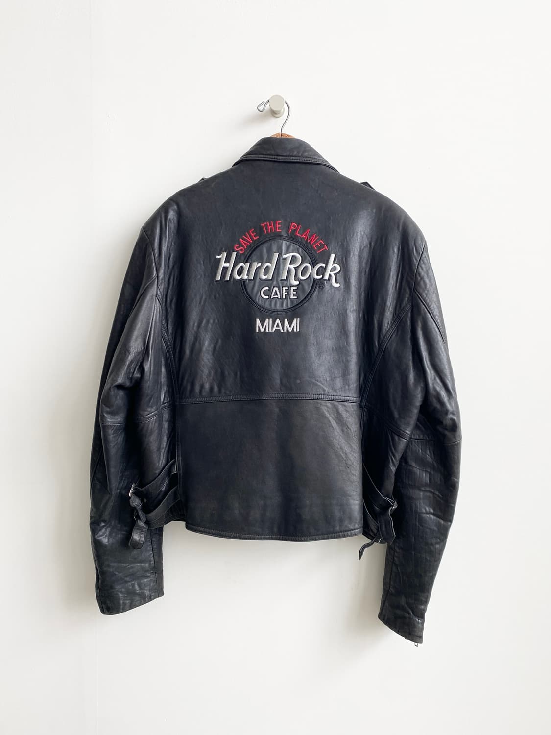 90‘s 하드락 카페 램스울 레더 라이더 자켓 상품이미지2