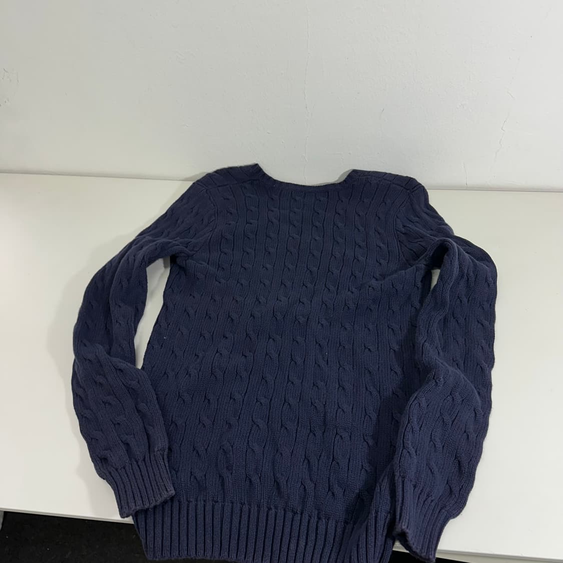 우먼M 폴로 랄프로렌 네이비 브이넥 꽈배기니트 상품이미지5