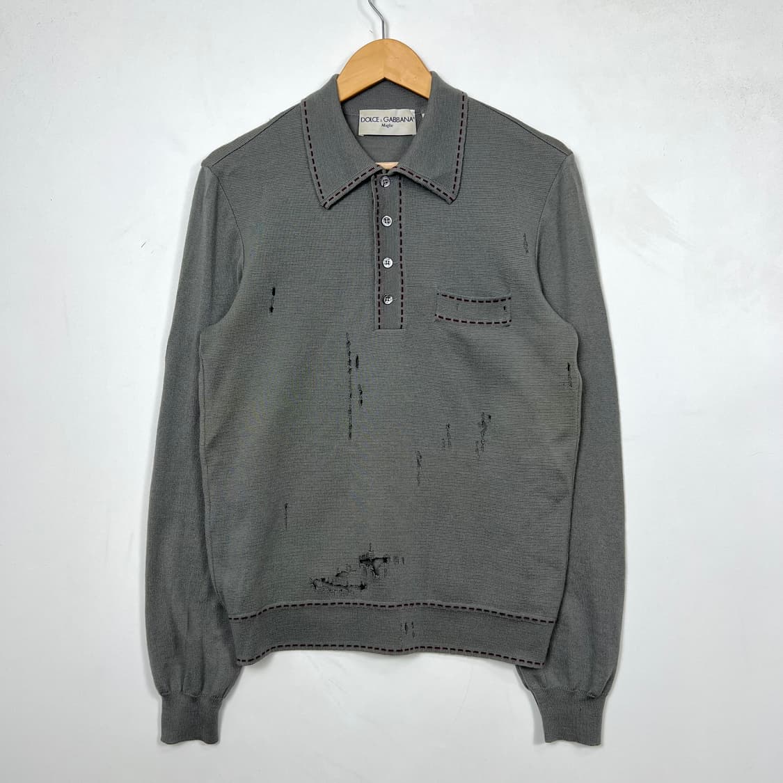 2000s DnG 돌체앤가바나 디스트레스드 카라 니트 상품이미지1