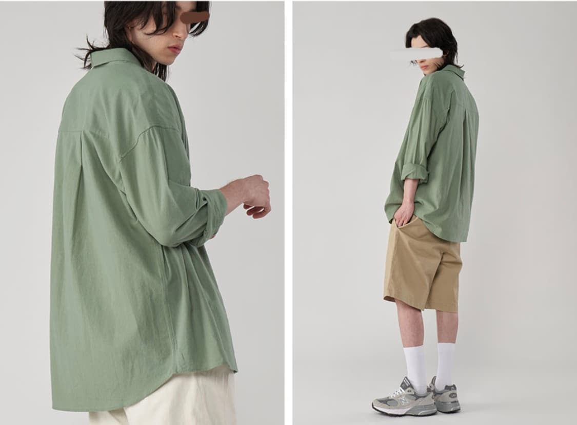 UTPD 시티보이 빅 오버핏 빅사이즈 쿨 린넨 그린 셔츠 M 95 사이즈 상품이미지3