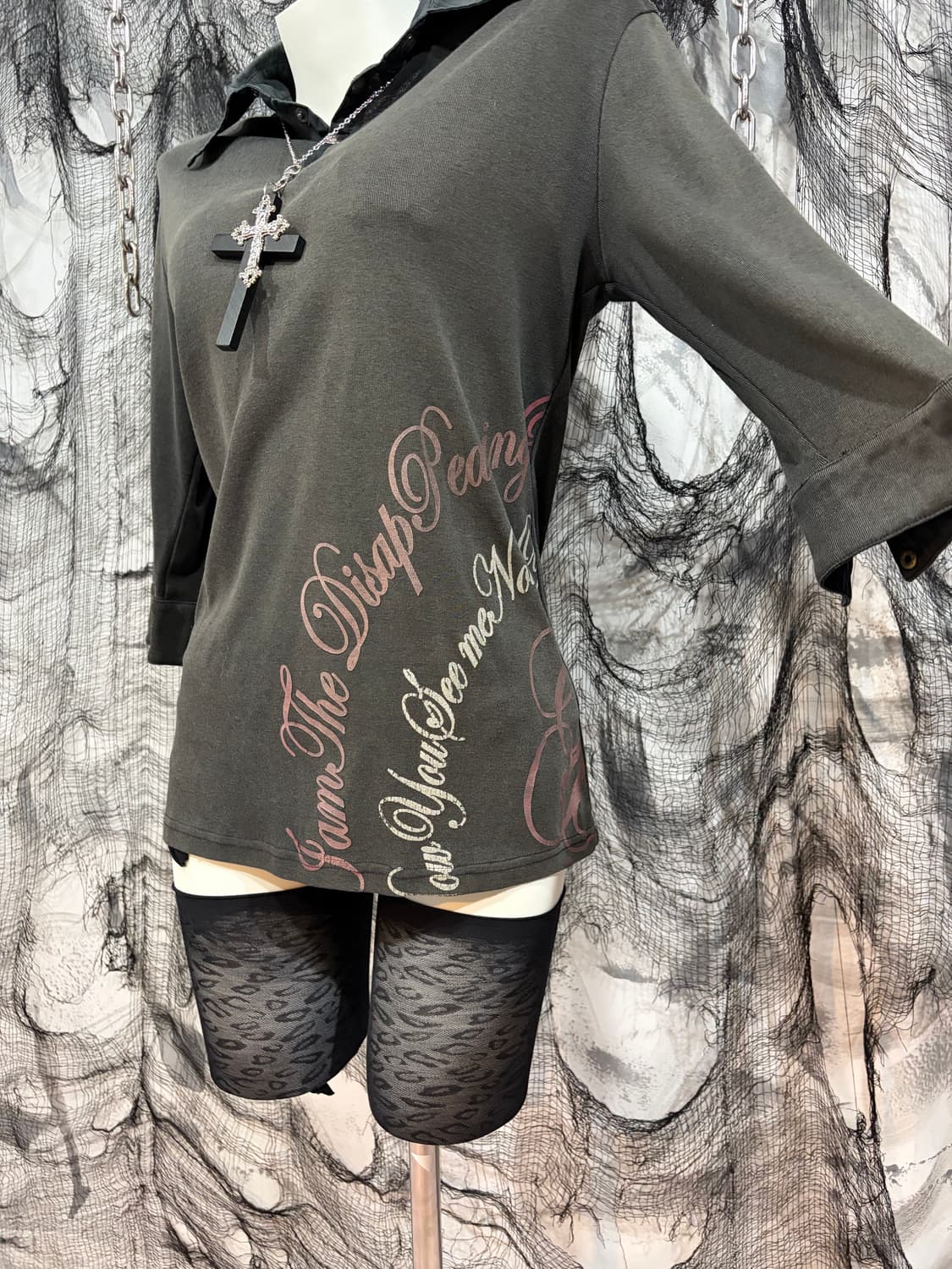 Y2K goth lettering Glitter long sleeve 상품이미지5
