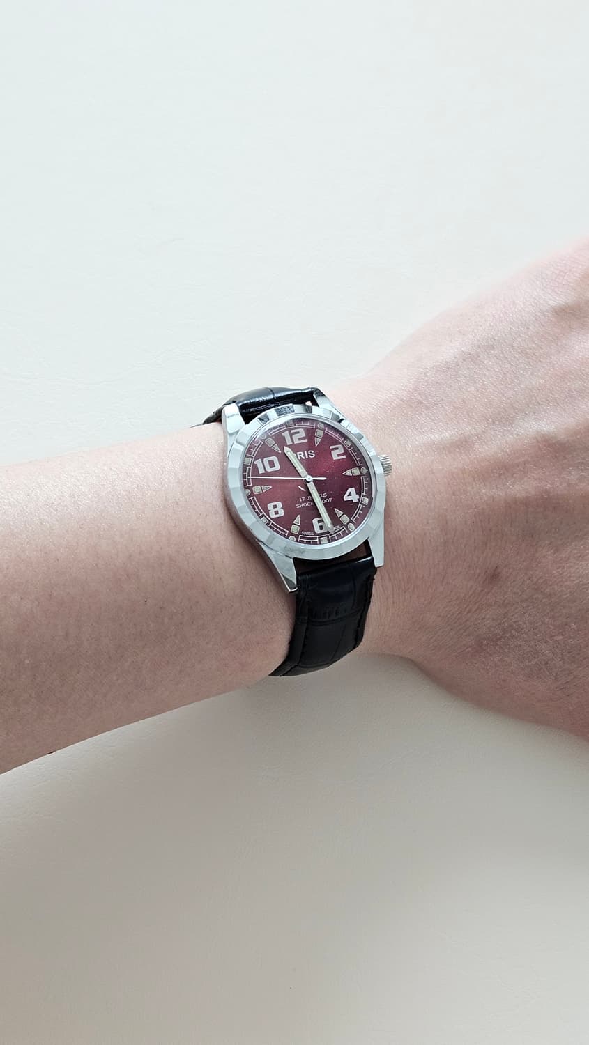 빈티지 오리스 와인판 가죽 수동시계 상품이미지2