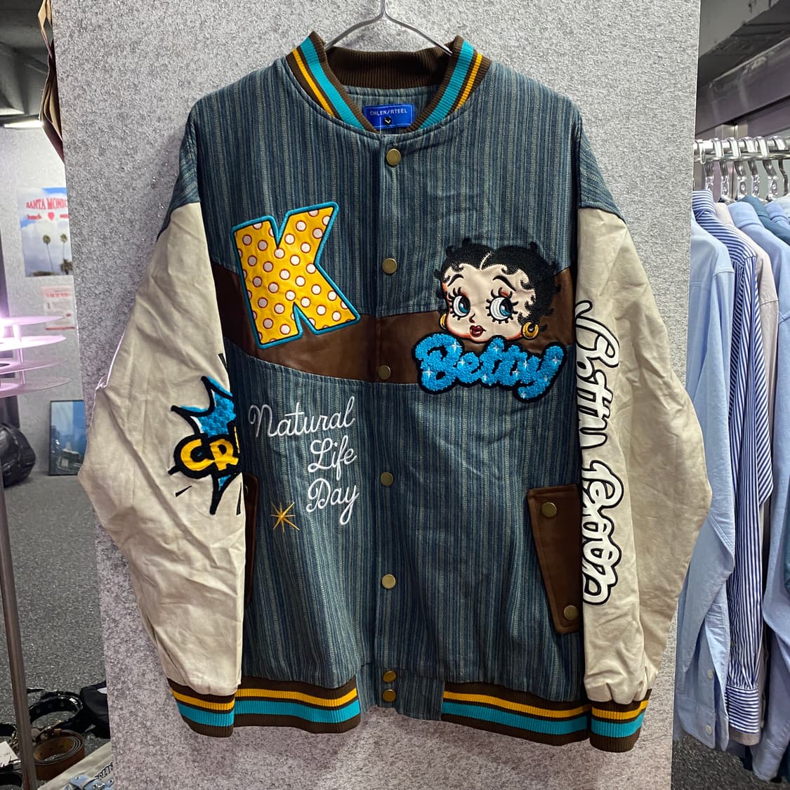 빈티지 베티붑 패치 데님 바시티 자켓 B3631 상품이미지2