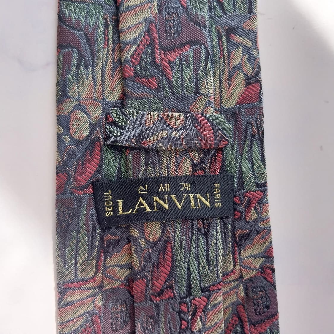 LANVIN 랑방 실크 그린 패턴 넥타이 8.6cm B등급 K2299
 상품이미지7