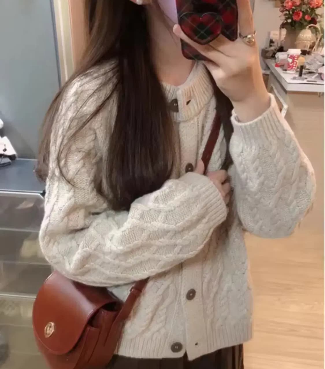 아이보리 꽈배기 니트 가디건 상품이미지1