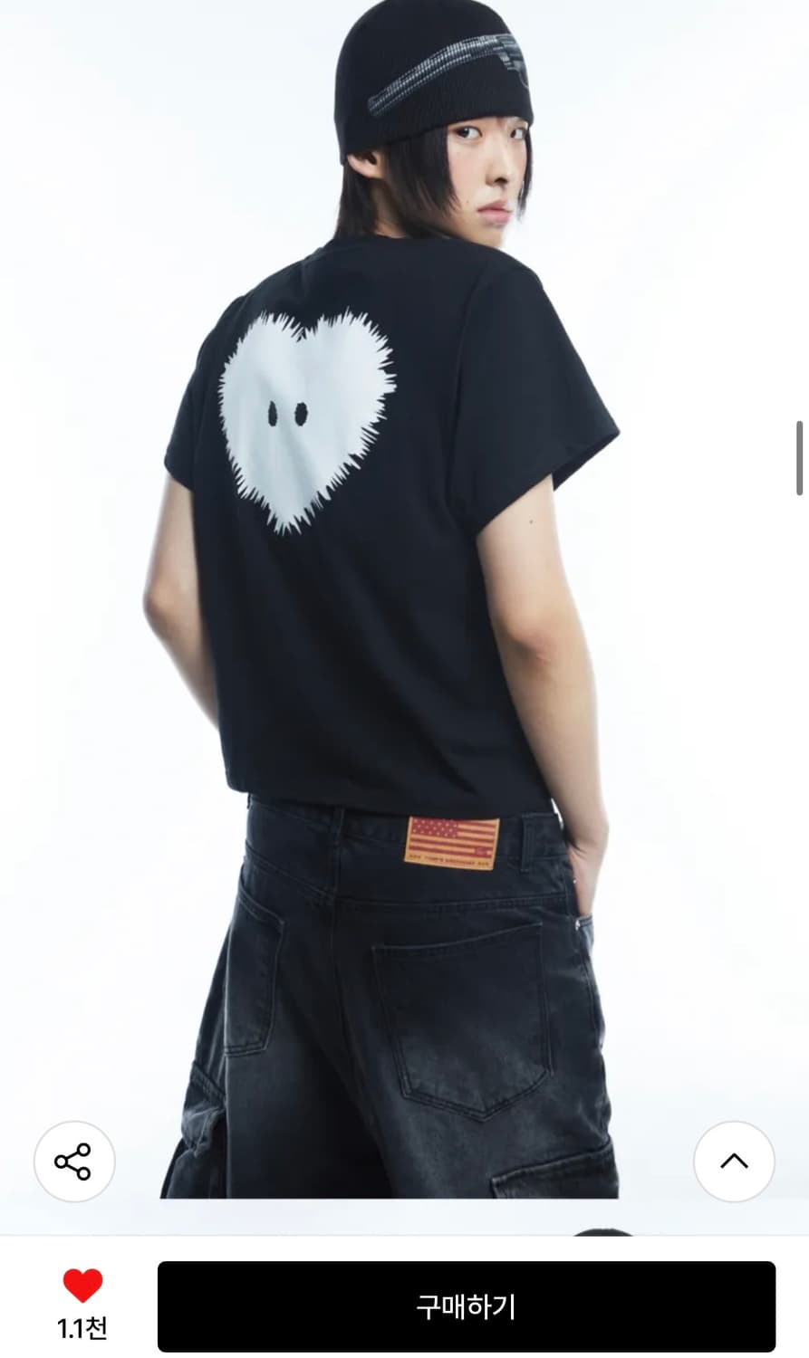 러브미 하프 티셔츠 블랙 (2size) 택포 상품이미지3
