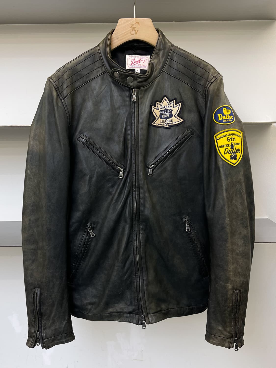 Duffers 페이디드 바이커 레더 집 자켓 상품이미지2
