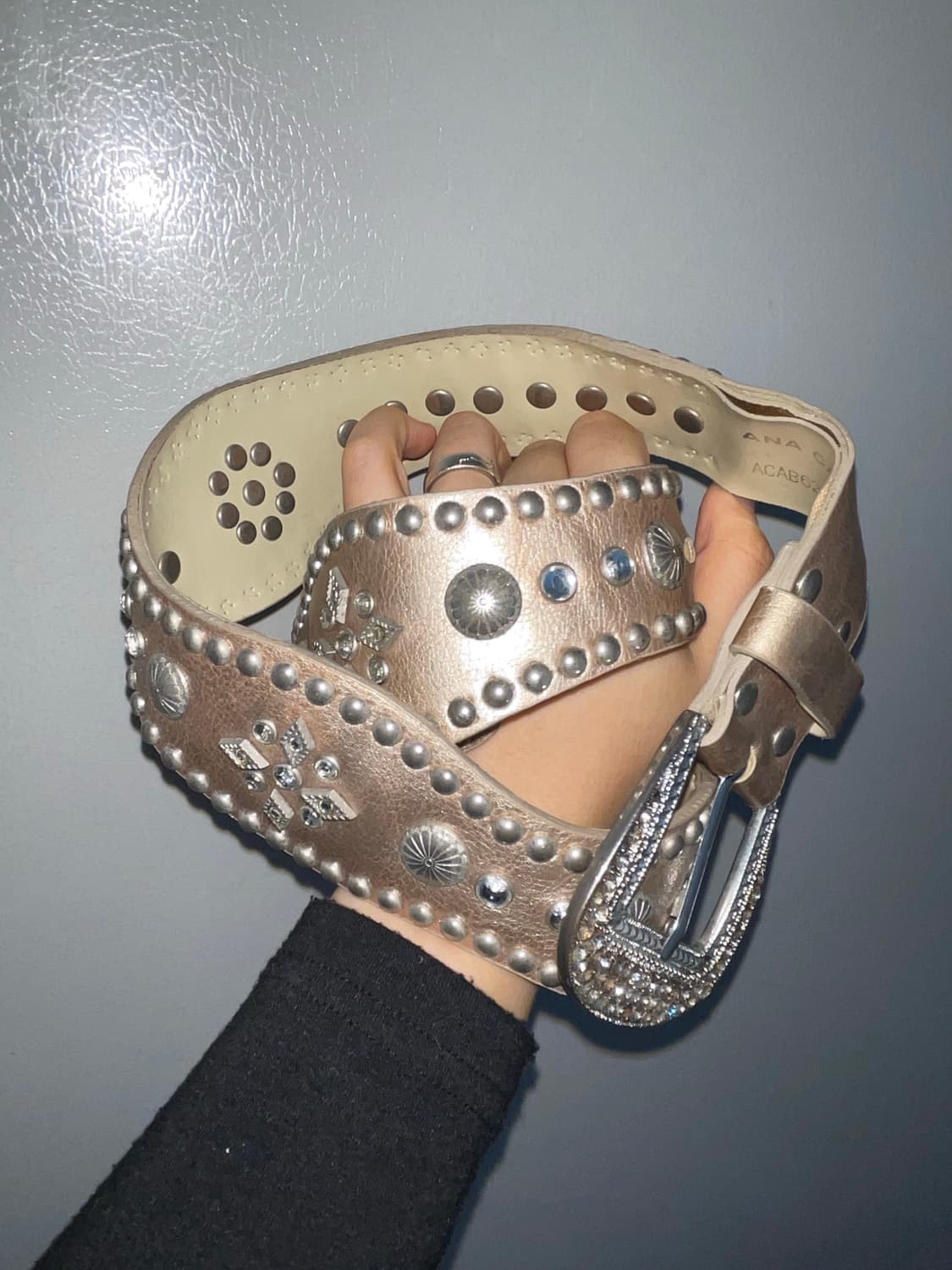 골든 베이지 레더 웨스턴 벨트 상품이미지2