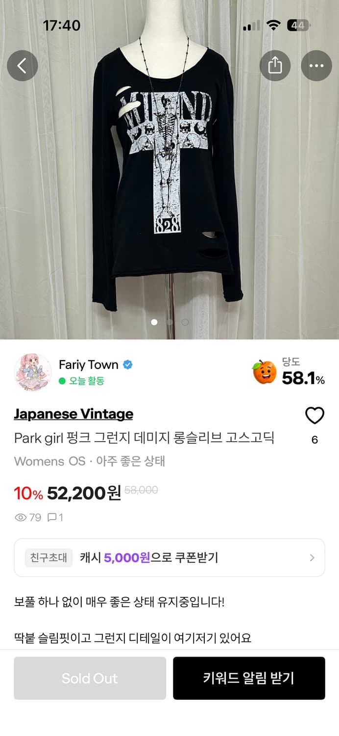 Park girl 펑크 그런지 데미지 롱슬리브 고스고딕 상품이미지4