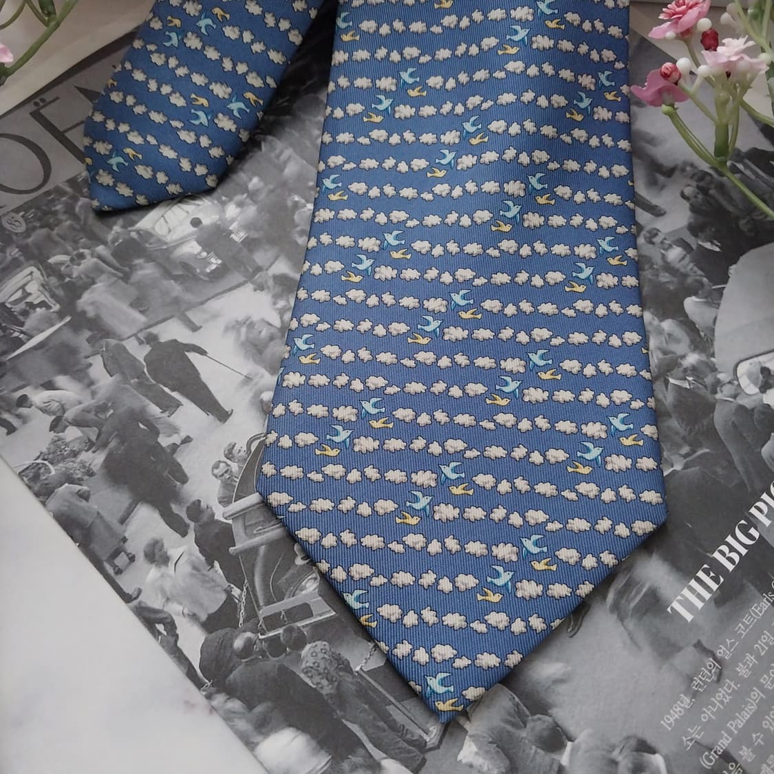 페라가모 실크 블루 버드 패턴 넥타이 9.2cm A+등급 K1480
 상품이미지5