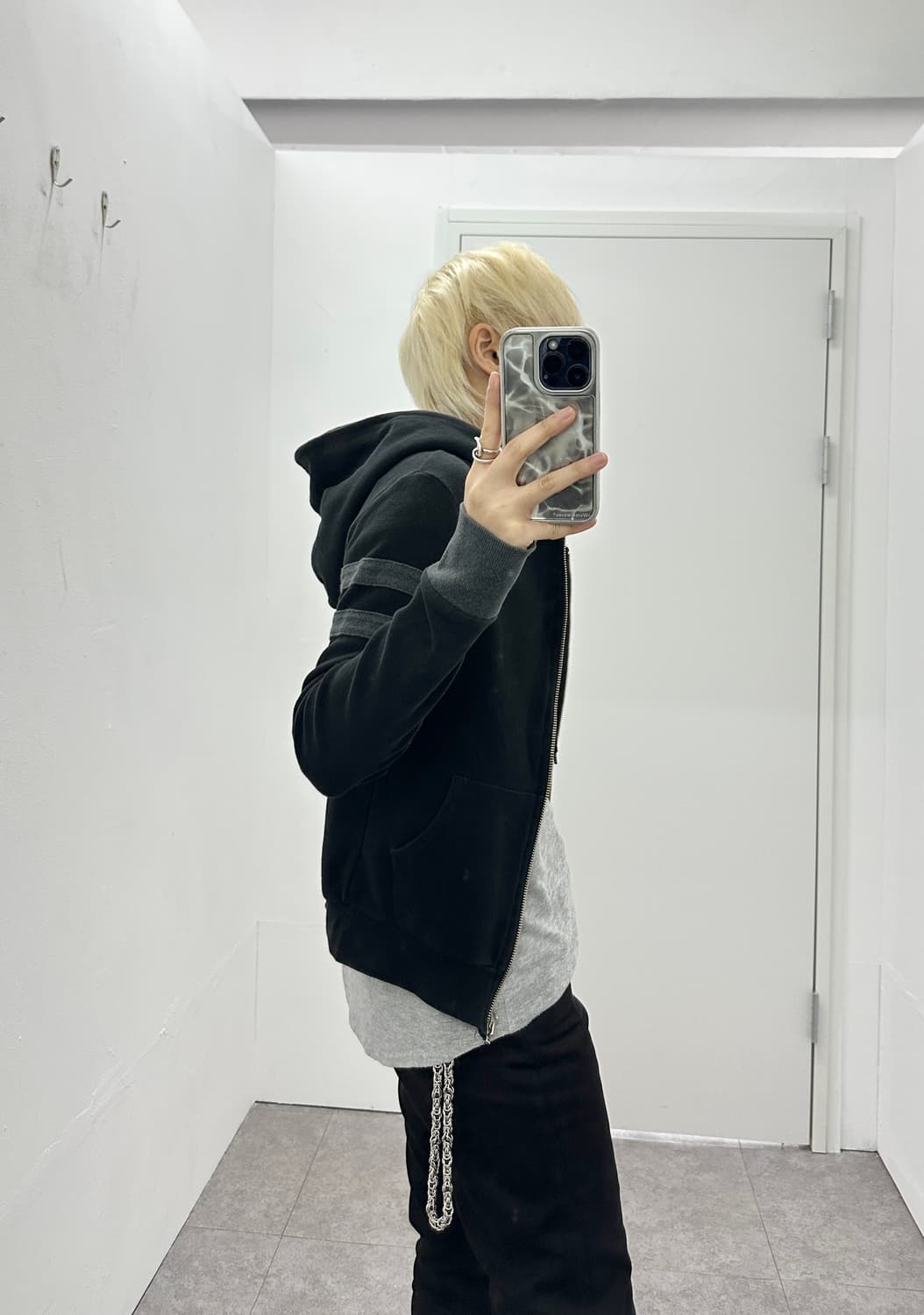 Vintage side stripe slim double hoodie 상품이미지2