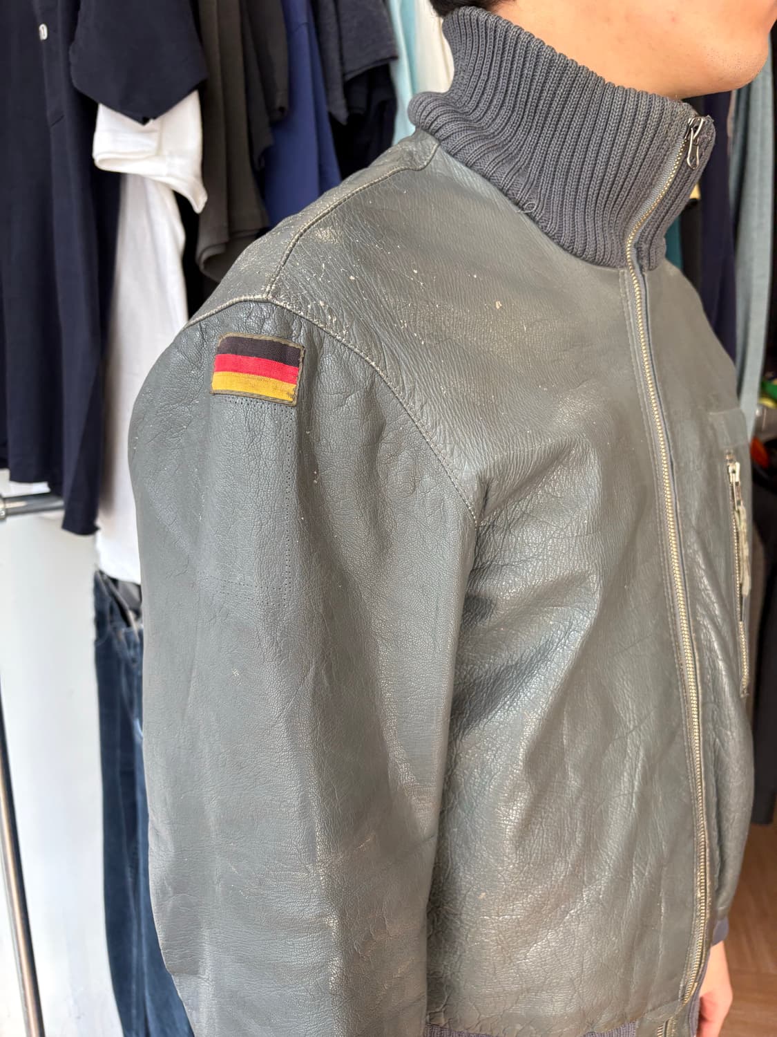 80s Germany 레더 플라이트 자켓 상품이미지7