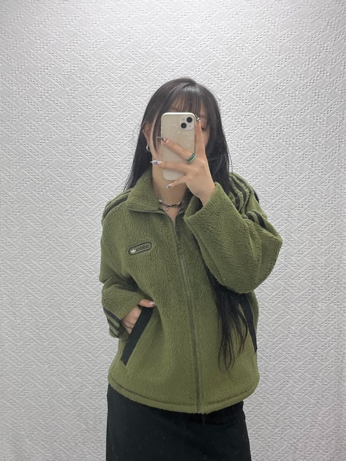 아디다스 올드스쿨 쉐르파 올리브 카키 후리스 S C07890 상품이미지1