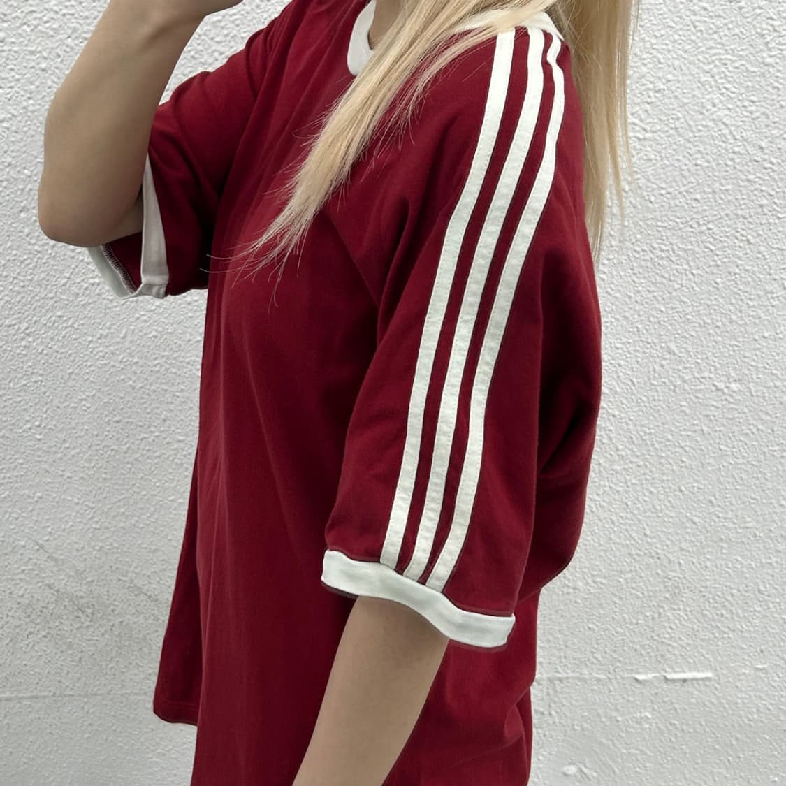 아디다스 화이트라인 버건디 반팔 XL 상품이미지2