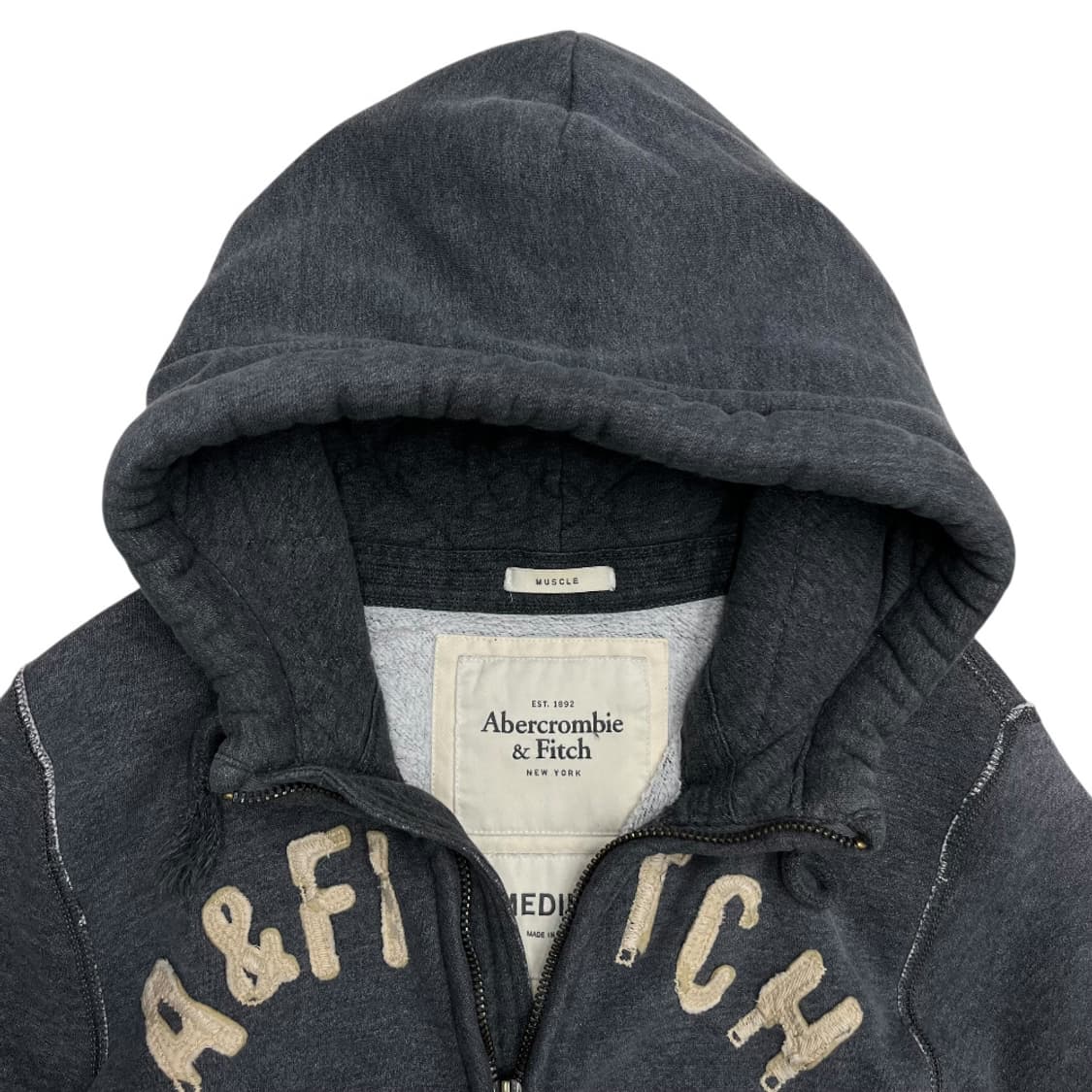 아베크롬비 센터로고 그레이 빈티지 후드집업 M 상품이미지5