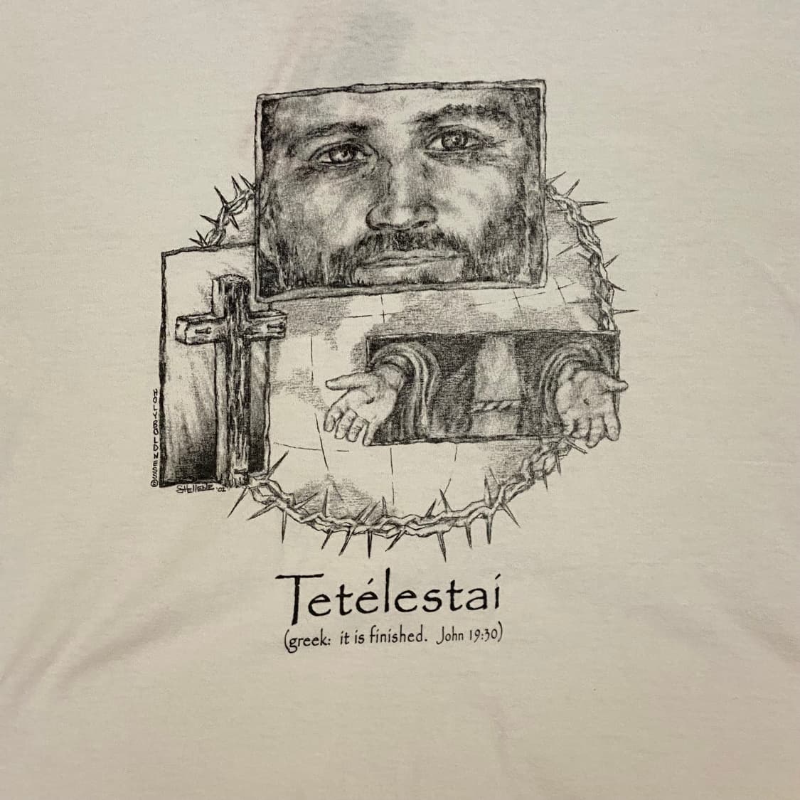 미국 빈티지 길단 컴투지져스 예수 프린팅 반팔티 상품이미지2